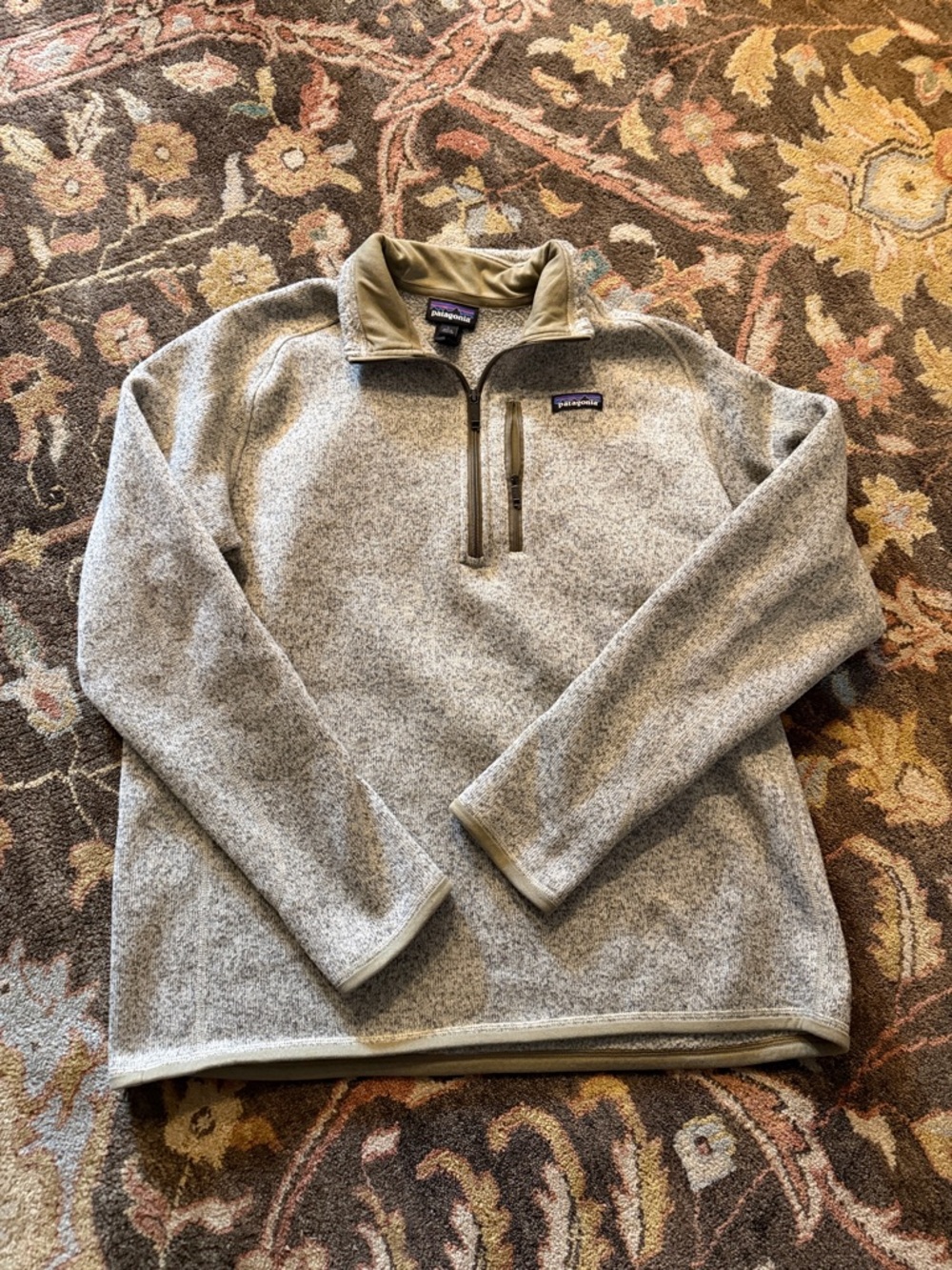 Patagonia Men’s Light tan Heather Quarter-Zip Fleece Pullover Large